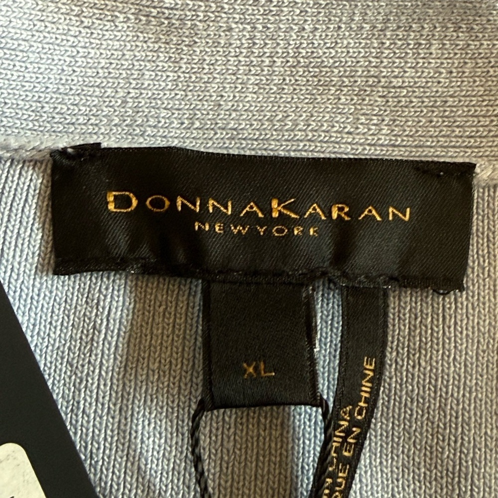 Donna Karan Tie Neck Sleeveless Sweater XL Blue NWT MSRP $225 Feminine Elegant - Picture 6 of 8
